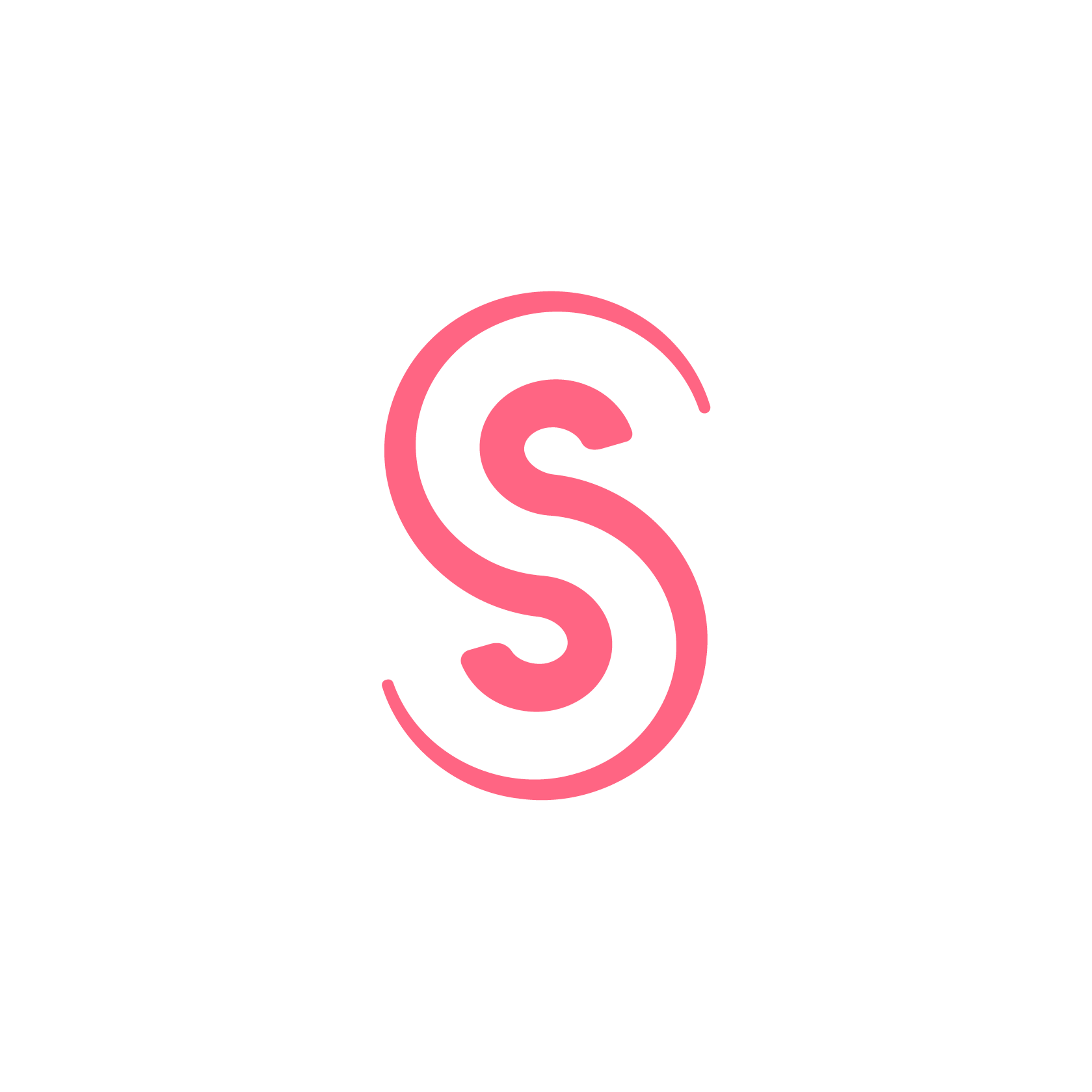 Stylised 'S' logo in pink